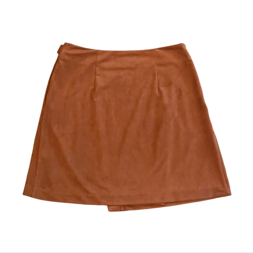 Banana Republic Camel Brown Faux Suede Wrap Mini Skirt - Picture 2 of 4